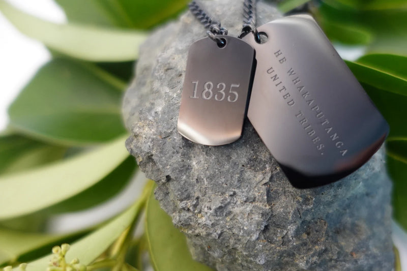 He Whakaputanga 1835 Tag Necklace (Black) - Rerehua Boutique
