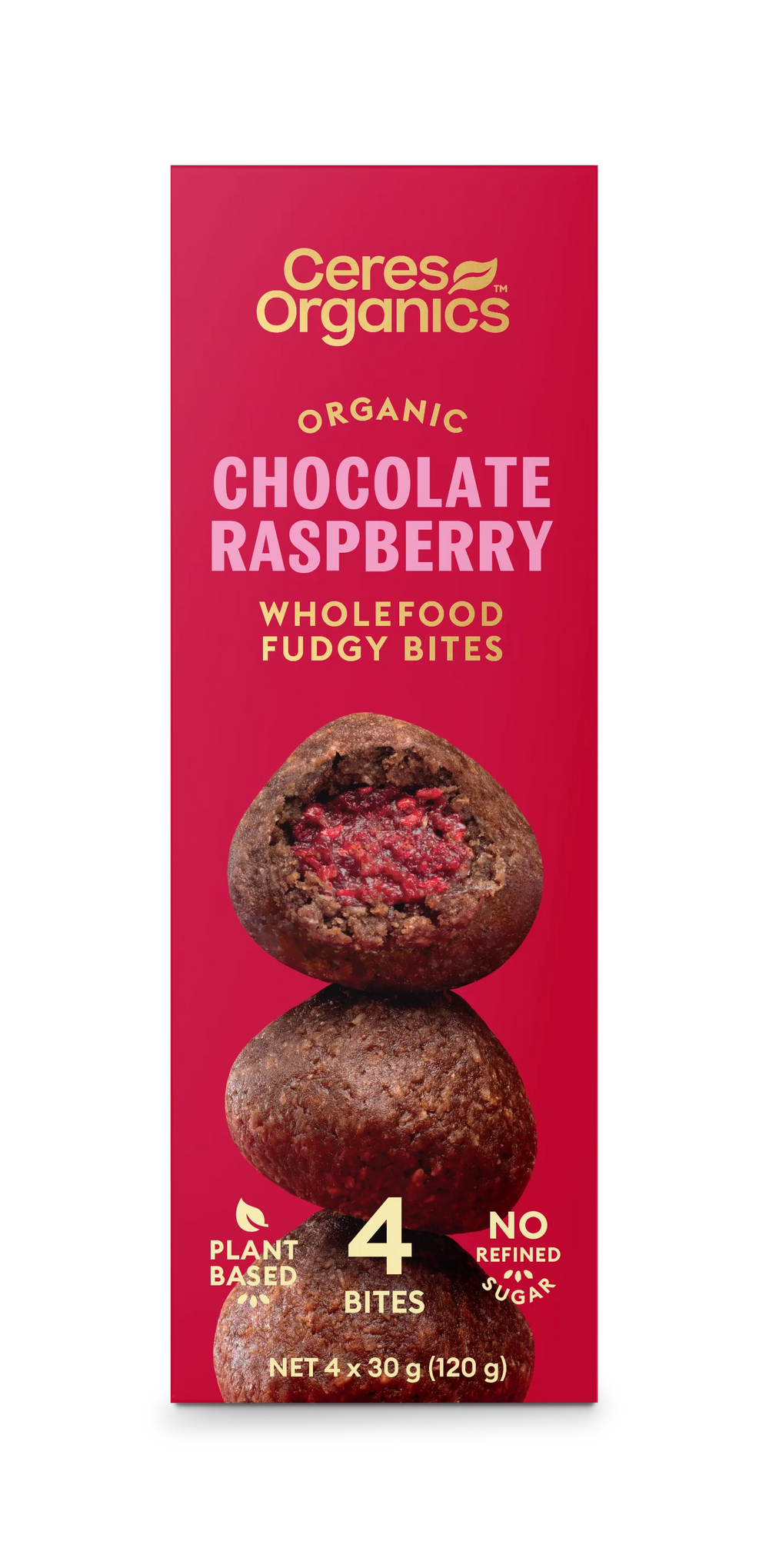 Organic Wholefood Fudgy Bites, Chocolate Raspberry 120g  - Ceres Organics