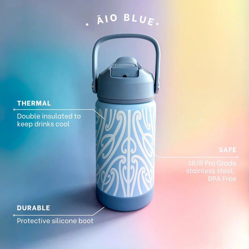 Āio Blue Stainless Steel Kids Drink Bottle - Pēpi Eats