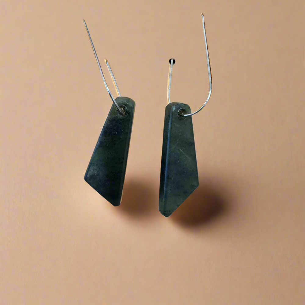 Whakakai Pounamu (Triangle Drop Earrings) - 1