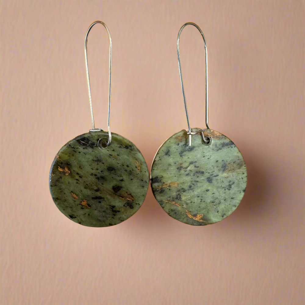 Whakakai Pounamu (Disc Earrings) - 2