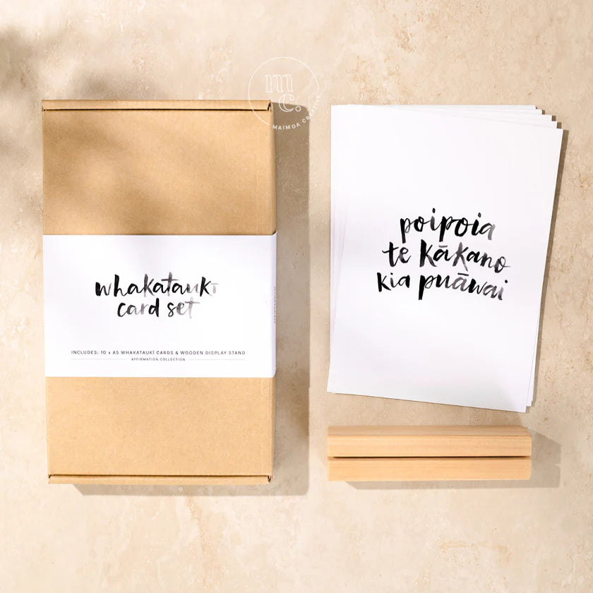
                  
                    Whakataukii Card Set + Wooden Stand (Affirmation Collection) - Maimoa Creative
                  
                